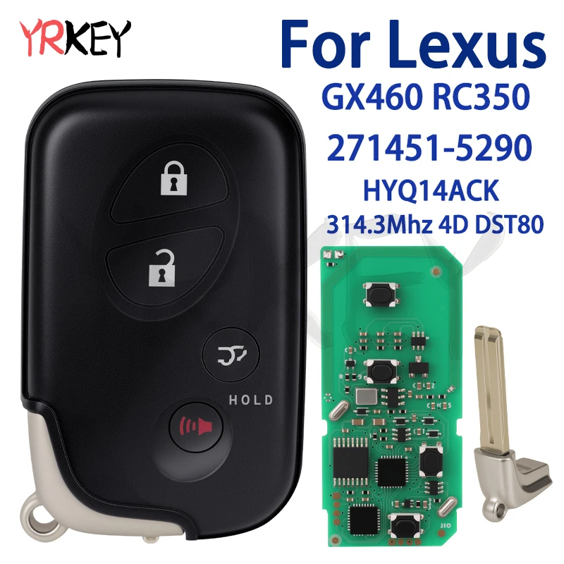 Keyless Go Remote Control Key For Lexus GX460 RX350 FCC ID HYQ14ACX Fit Board: 271451-5290 5290 Smart Car Key 314.3MHz ID4D Chip