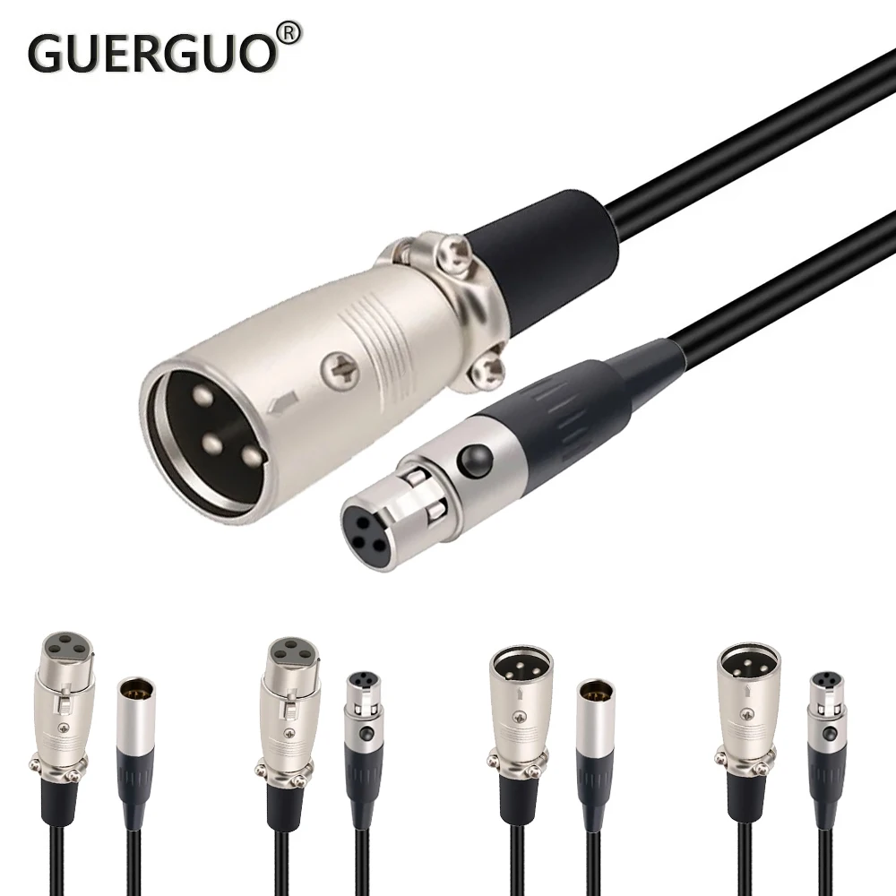 Mini XLR 3pin Male To XLR 3pin Female Audio Cable​​ Aluminum Foil Shielded Copper Audio Line Cable​​ For Microphone Cameras