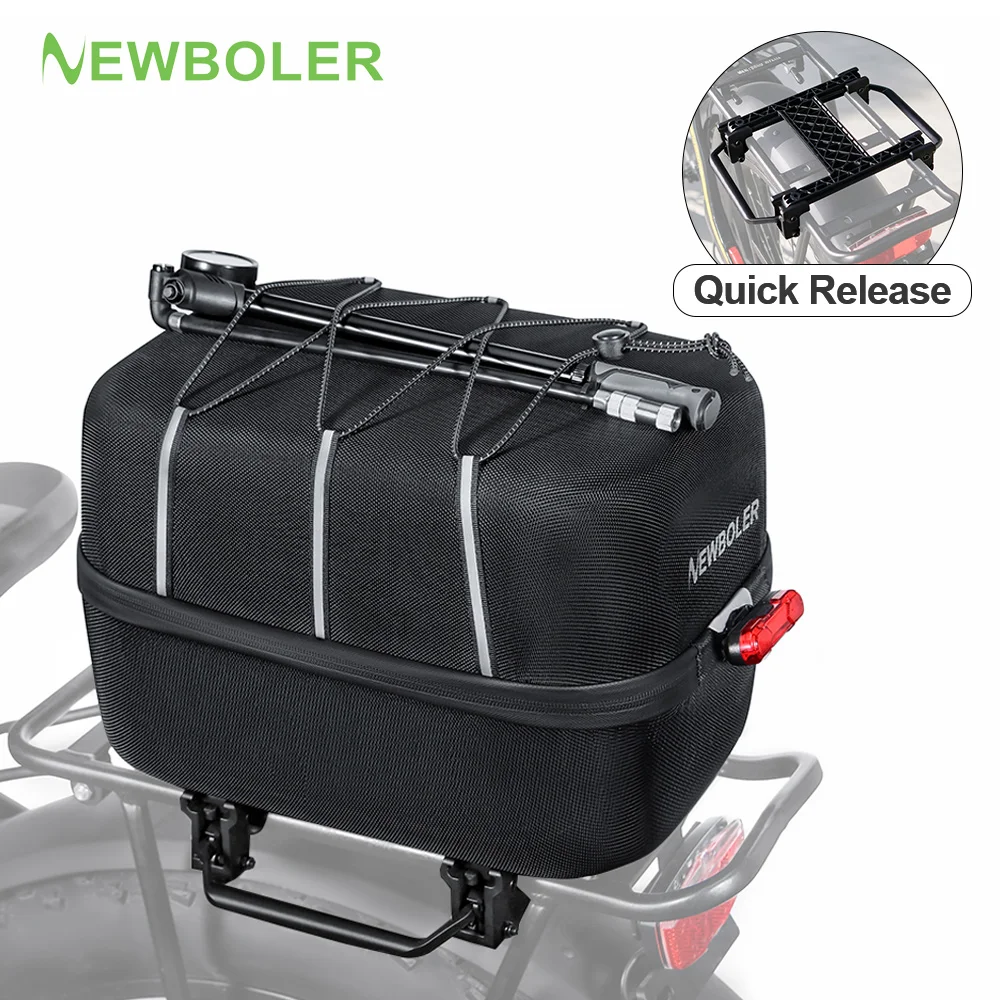 NEWBOLER Quick Release Bike Trunk Bag Large Capacity Bike Shoulder Bag Waterproof Bike Rear Seat Rack Bag For MTB Cycling E-Bike