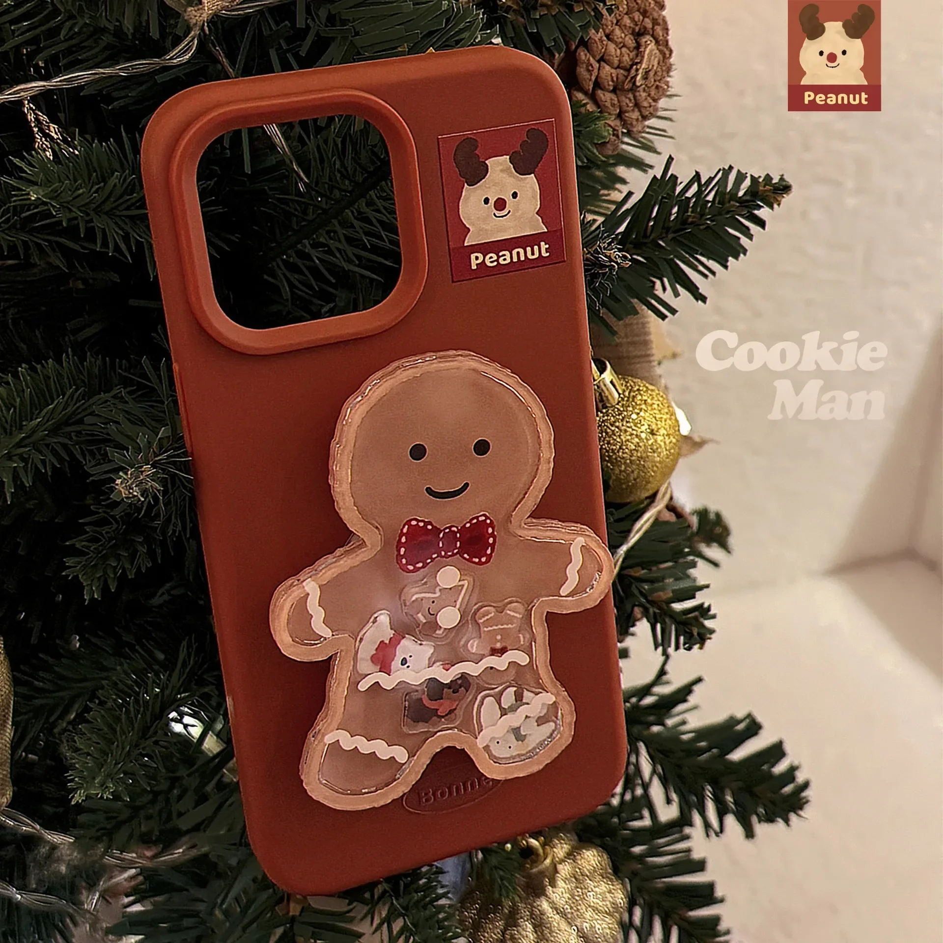 Elk deer Cookie Man doll Bracket shell Phone case For iPhone 16 15 14 13 12 11 Pro Max 16 Plus Case Cute Luxury Cartoon Cover