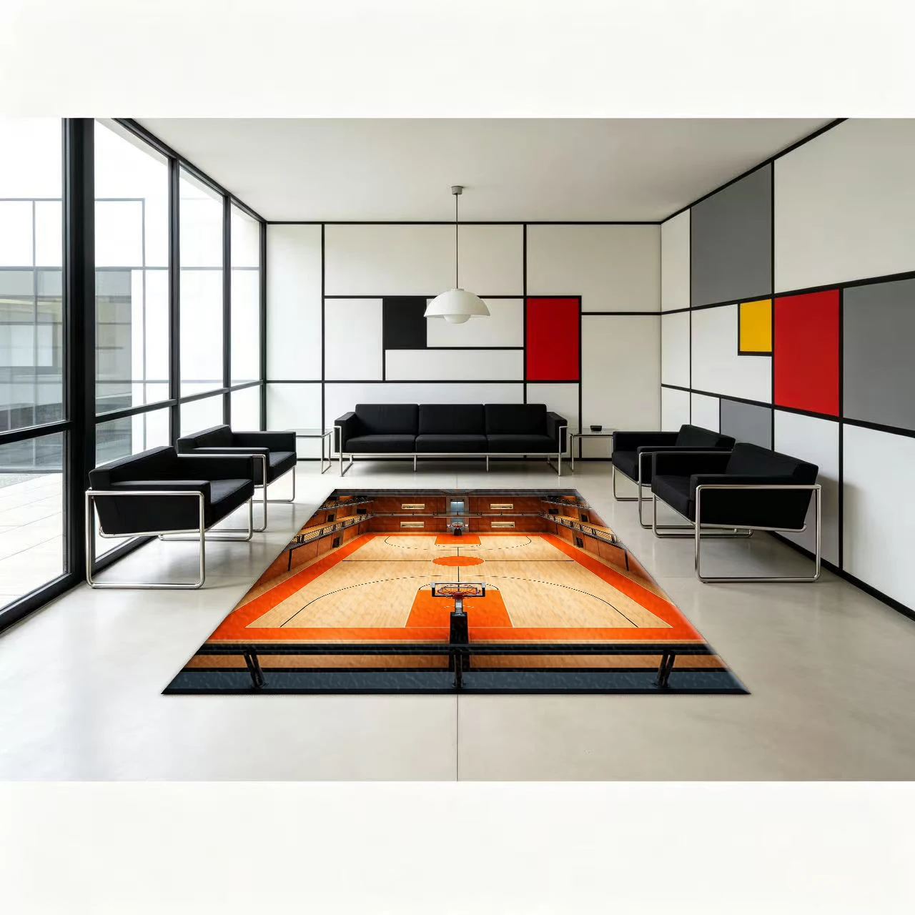 Home Gym And Basketball Court - Indoor Basketball Court Sports Theme Carpet
