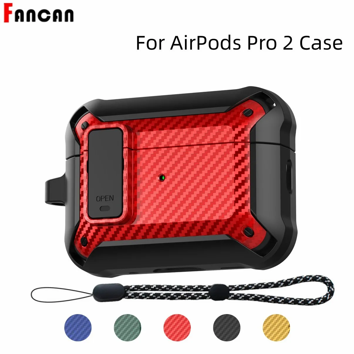 

Safety Lock Cover For AirPods Pro 2 Sturdy Cover Case Earphone Accessories with/Wrist strap for AirPods Pro 2nd generation Case