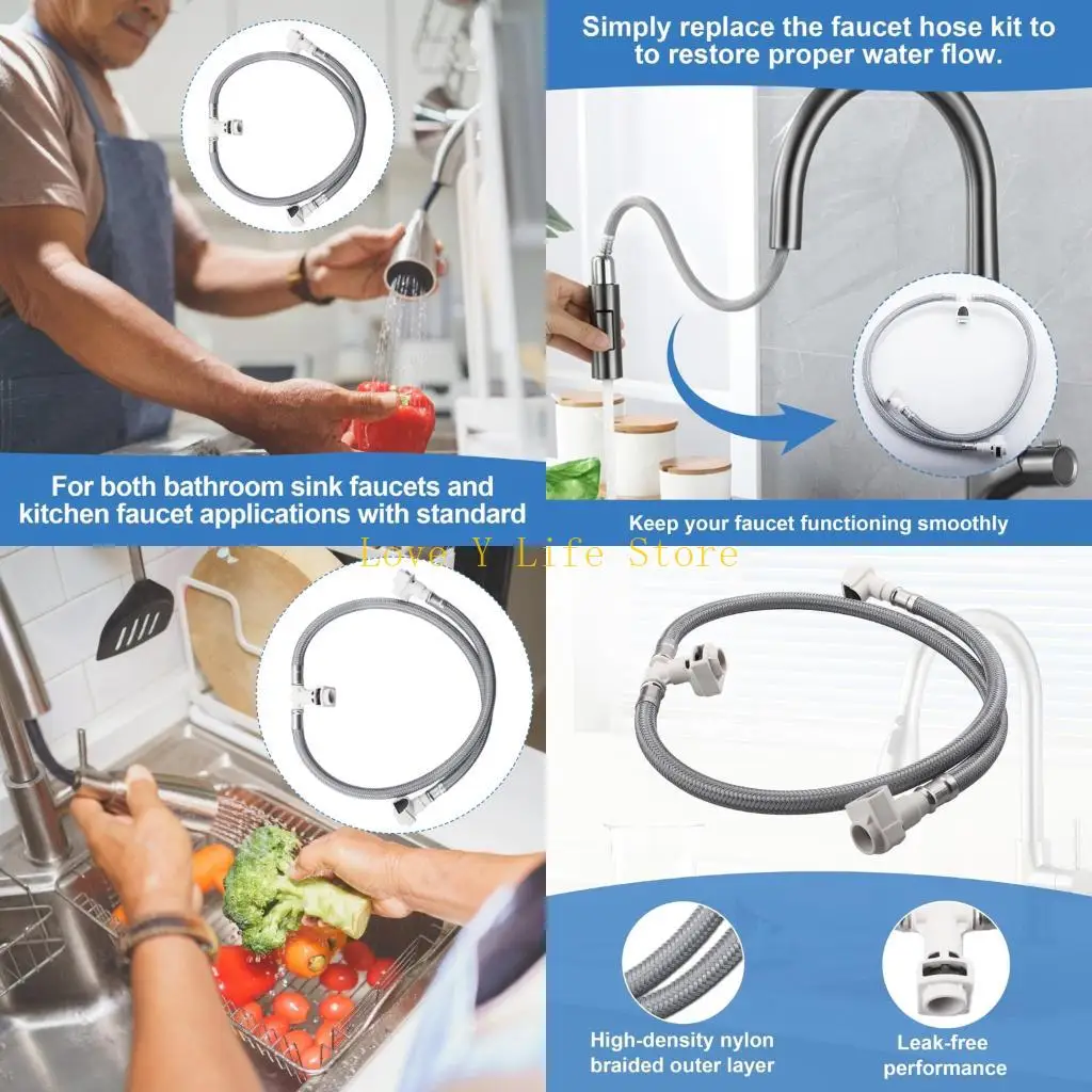 

L74C 114299 Stainless steels Faucet Hose Kits Universal Bathroom Sink Faucet Replacement Hose for Various Sink Faucet Models