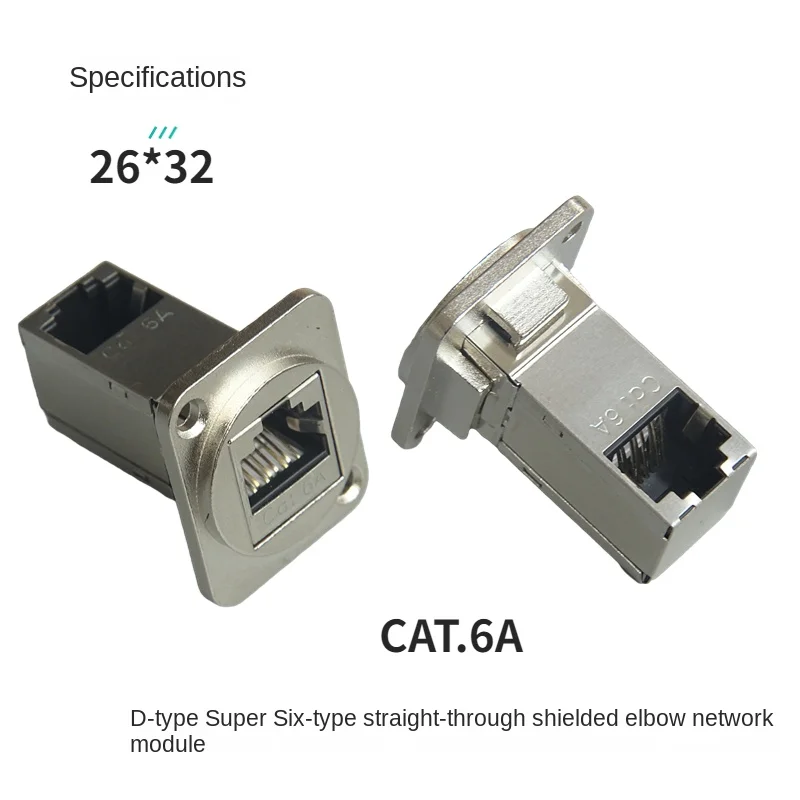 D-Type Schroef Vaste Rj45 Connector Cat.6a Categorie 6a, Computer Netwerk Afscherming Module 90 Graden Elleboog, Zwart, Zilver