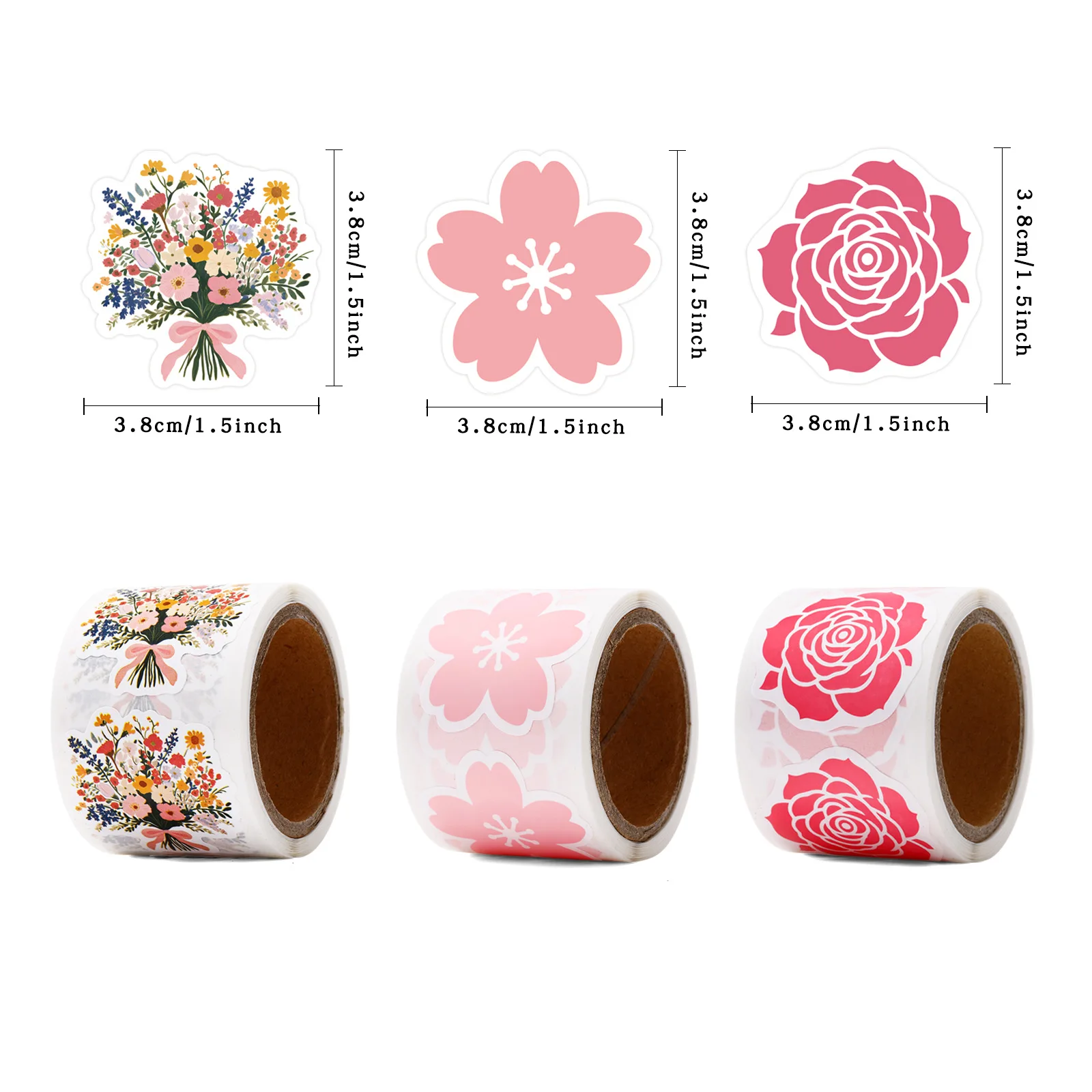 

120pcs/roll Flower Roll Sticker for Scrapbooks, Water Bottle, Present Boxes Decorations, Envelopes Cards Party Supply Decoration