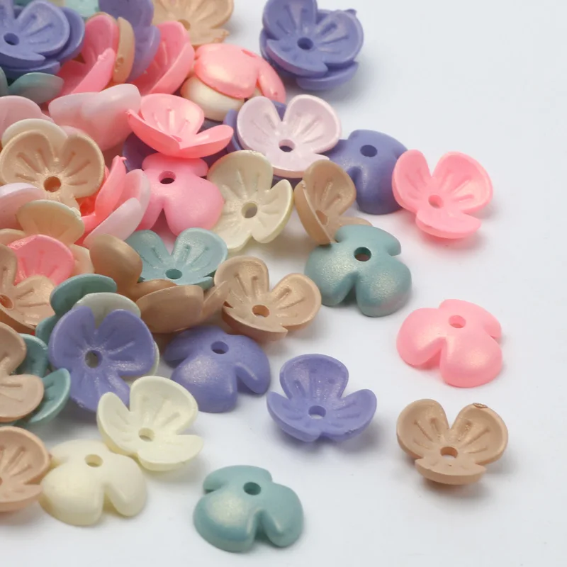 200pcs 10mm Colorful Acrylic Beads Shiny End Beads Caps Charm Flower Spacer Beads For Jewelry Making Diy Needlework Accessories