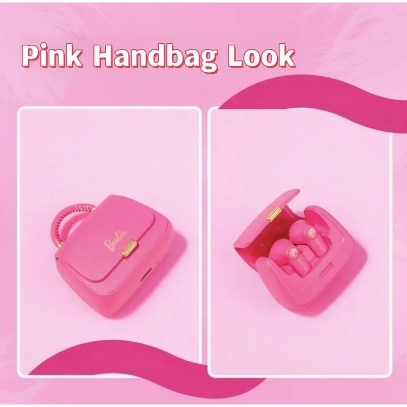 Cuffie Bluetooth originali MINISO serie Barbie TWS rosa Cute Creative Handbag Shape tappi per le orecchie in-Ear regalo di festa per ragazze