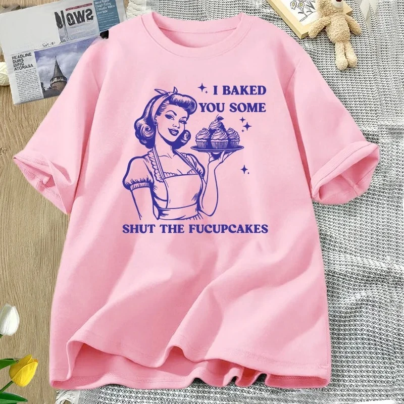 Ti cotto alcune chiude i Fucupcakes T-shirt Donna Divertente Cottura Bakers T Shirt Casalinga Mamma Madri Tshirt Csual Tees Y2K Top
