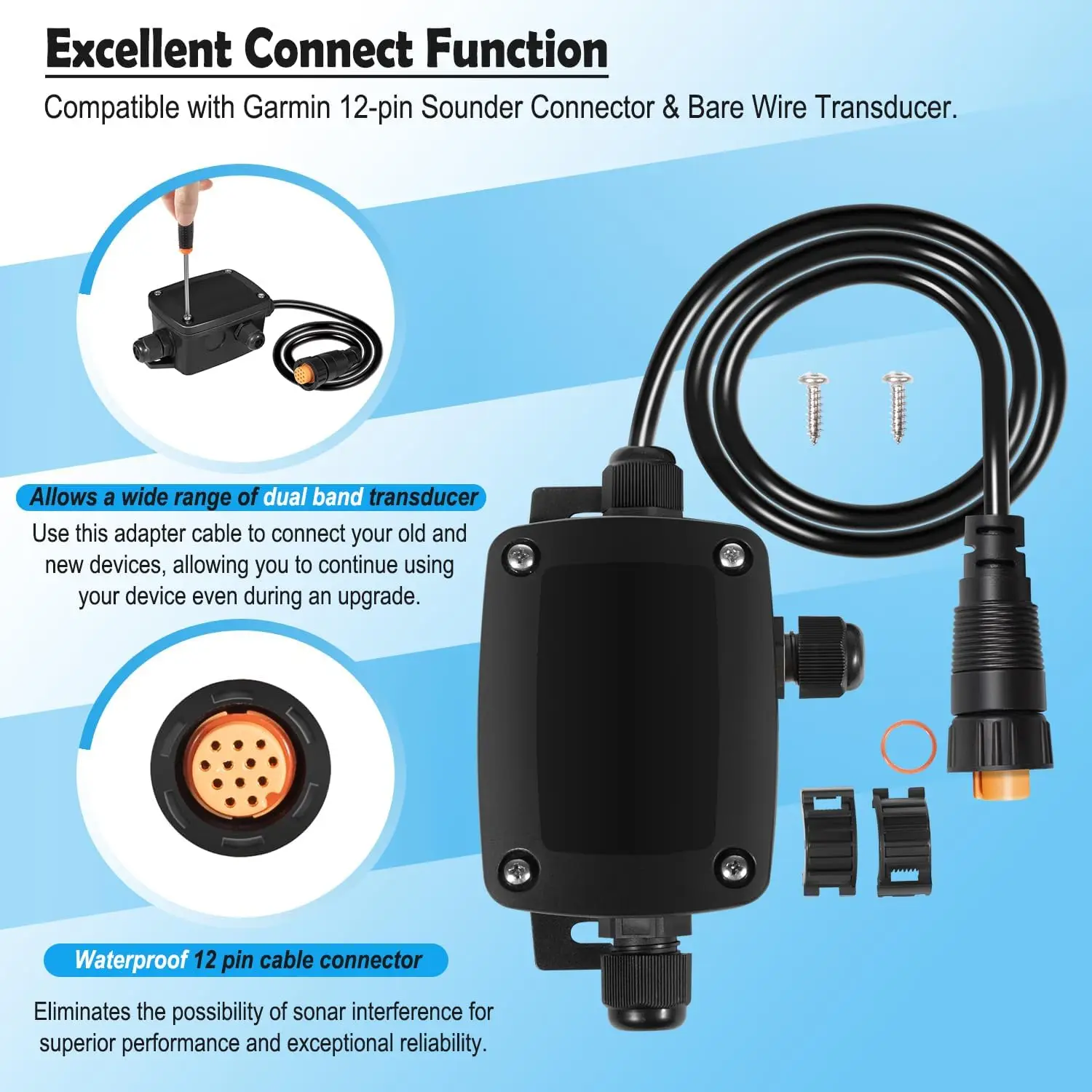 ANX 010-11613-10 Xdcr Adapter, Kabeladapter für 12-Pin-Sndr für Garmin 12-Pin-Sounder-Anschluss & -Transducer, für GPSMAP 7607xsv – Detail 3