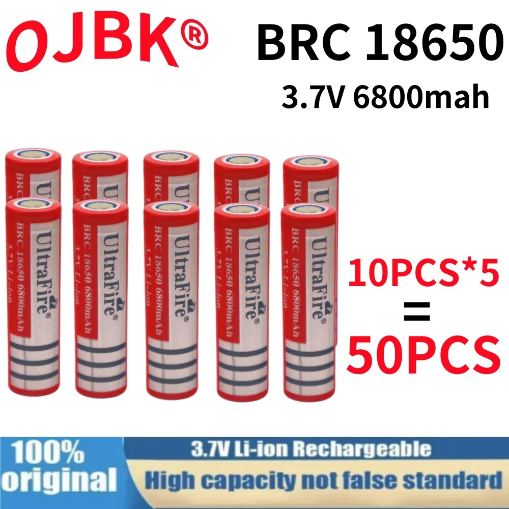 Original 18650 Battery 3.7V 6800mAh Rechargeable Li Ion Battery for Led Flashlight Battery Litio Lithium Batterie + Charger