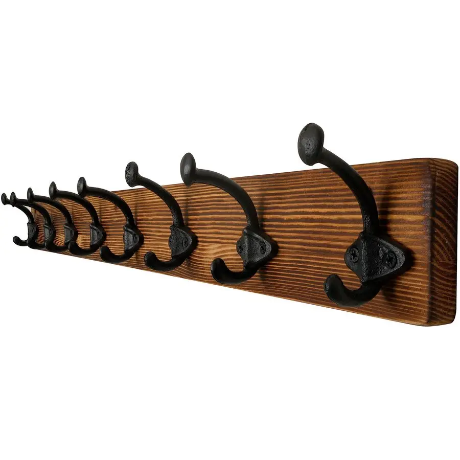 

Rustic Coat Rack Wall Mount,35.43 Long 8 Cast Iron Coat Hooks Wall Mounted,Heavy Duty Wall Coat Hanger Hooks for Hanging Coats,C
