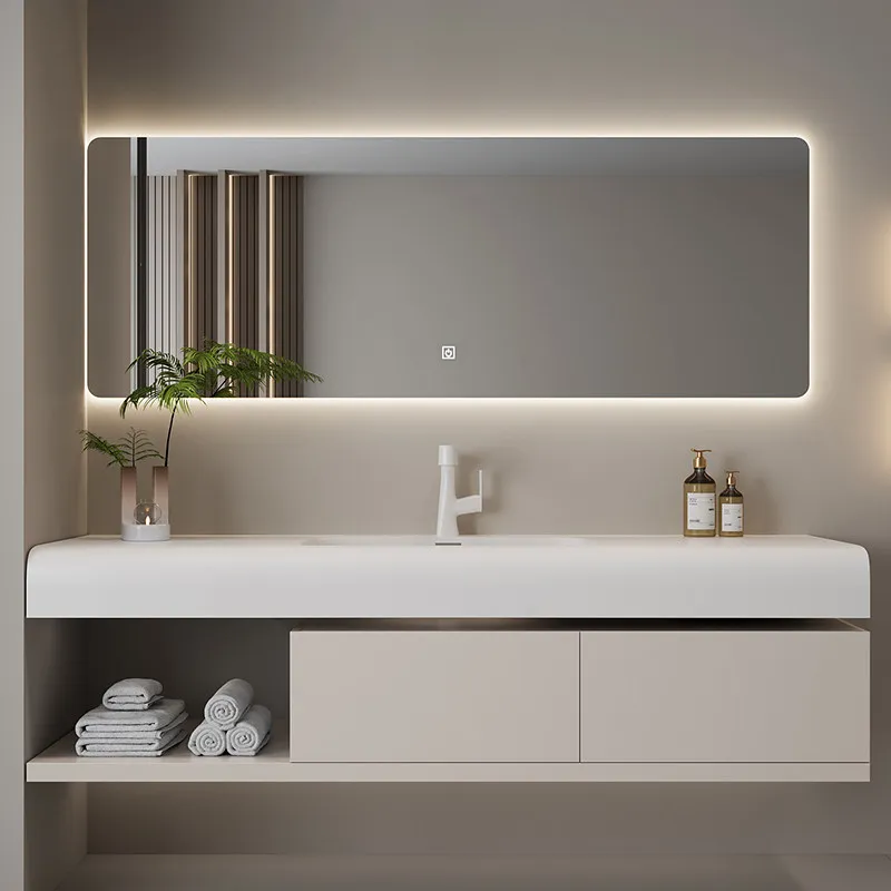 

Washing hands and face, beautiful stone skin feeling, integrated basin, bathroom cabinet combination, washing table set.