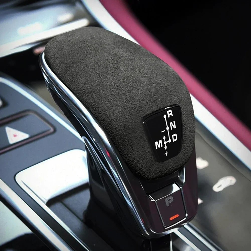 Suede Car Head Gear Shift Panel Knob Cover Trim Frame Protector Decoration Sticker For Cayenne Panamera 971 Interior Accessories