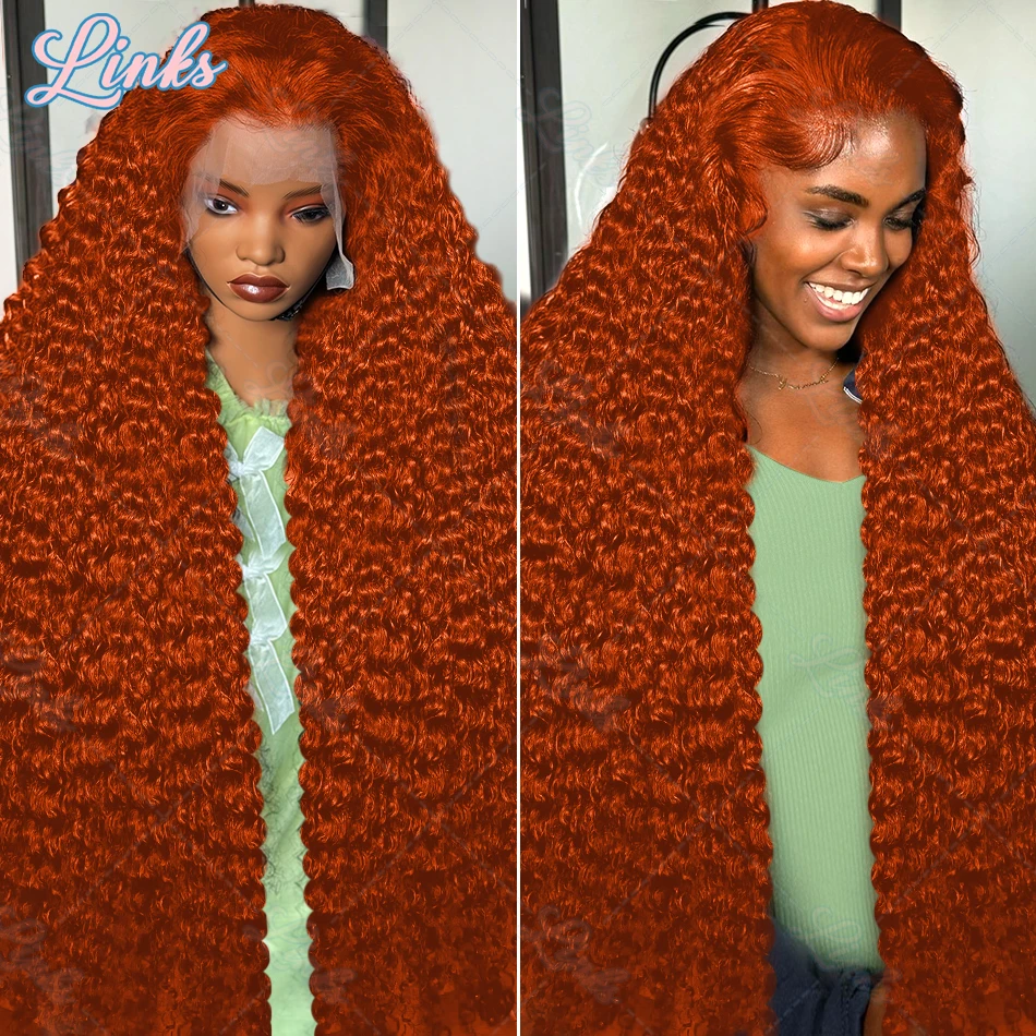 Links 220% Orange Ginger Deep Wave 13x6 HD Lace Frontal Human Hair Wigs 30 Inch Loose Water Culry 13x4 Lace Front Wig For Women