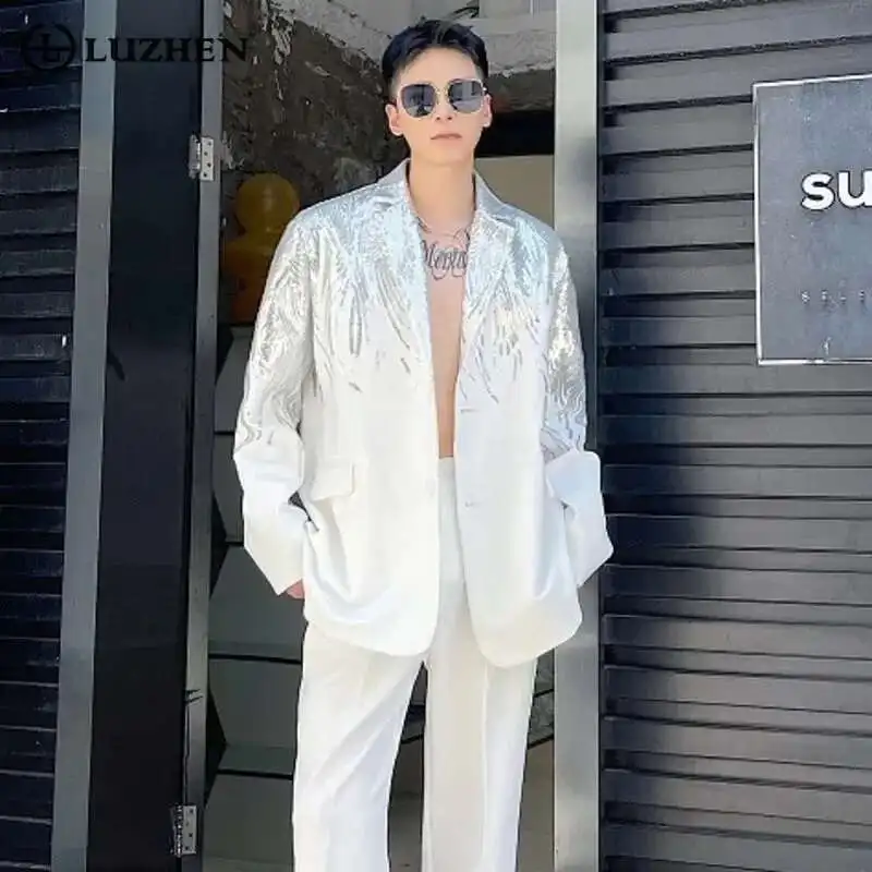 

Модный Блейзер LUZHEN с индивидуальным рисунком, повседневное дизайнерское пальто 2023, мужская элегантная темпераментная Красивая свободная куртка Fe5995