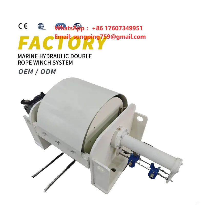 KLD Marine Hydraulic Dual-Rope Winch System Synchronous Control for Boat Cranes Ship Cabin Door Opening/Closing High Capacity