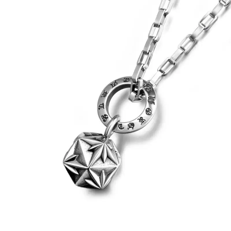 

Hip Hop Titanium Steel Men's and Women's Necklace Pendant Multi Angle Star Pendant Accessory