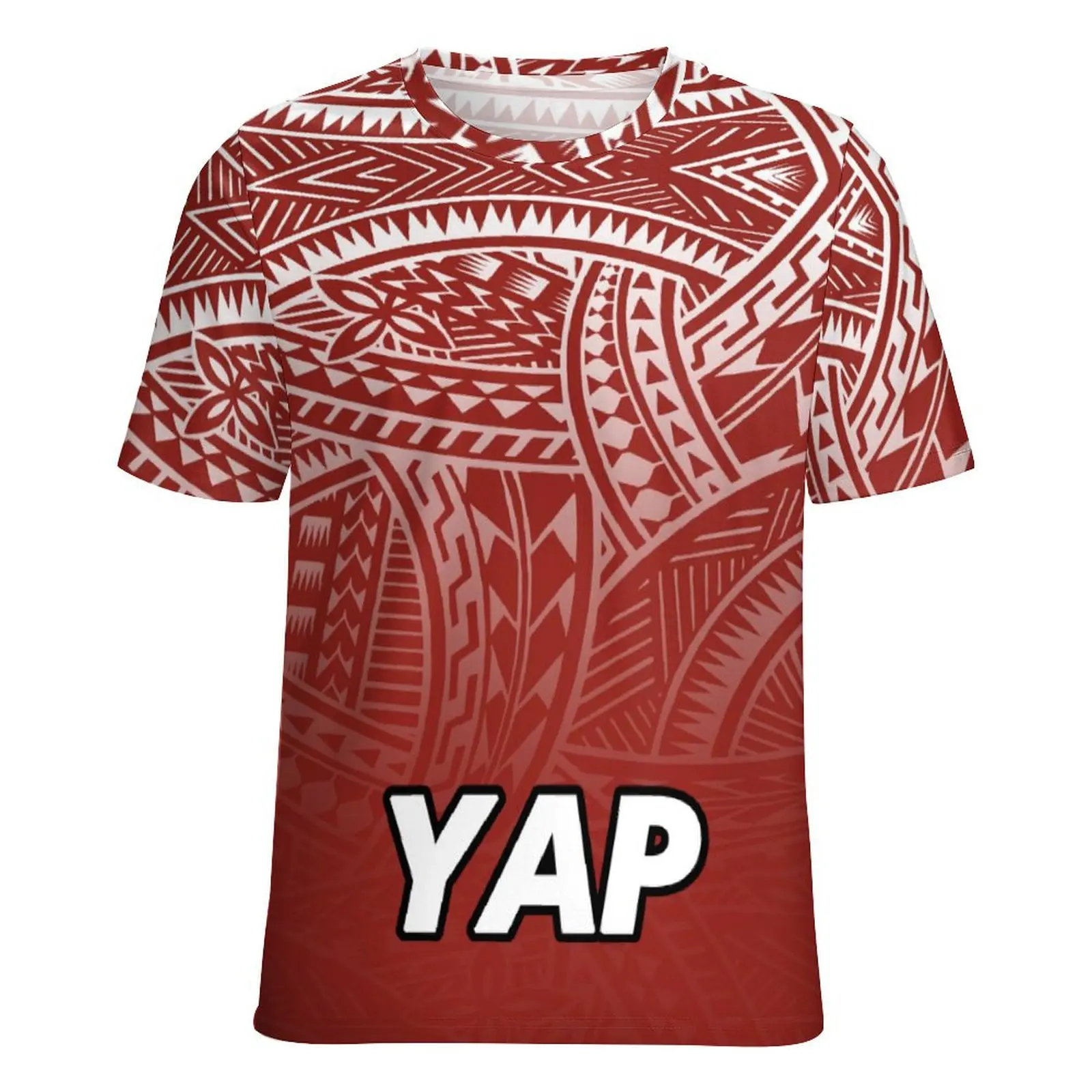 Hibiscus HD print Custom Design Polynesian Traditional Tribal Pattern Polyester T Shirt Short Sleeve Comfortable Wholesale Men