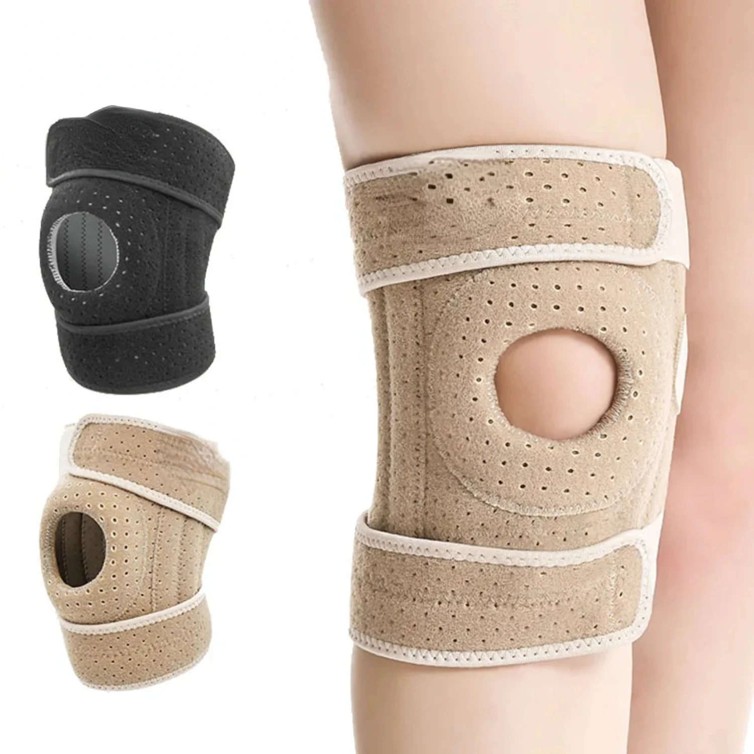 

1PCS Breathable Four Spring Knee Support Brace Kneepad Adjustable Patella Knee Pads Safety Black leg warmers Wrist tape Knee Dog