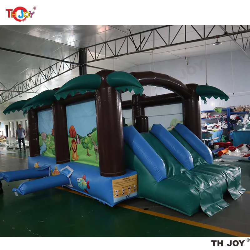 Castillo hinchable con tobogán para niños, lona inflable de PVC, azul y rojo, 5,2x2,5 m