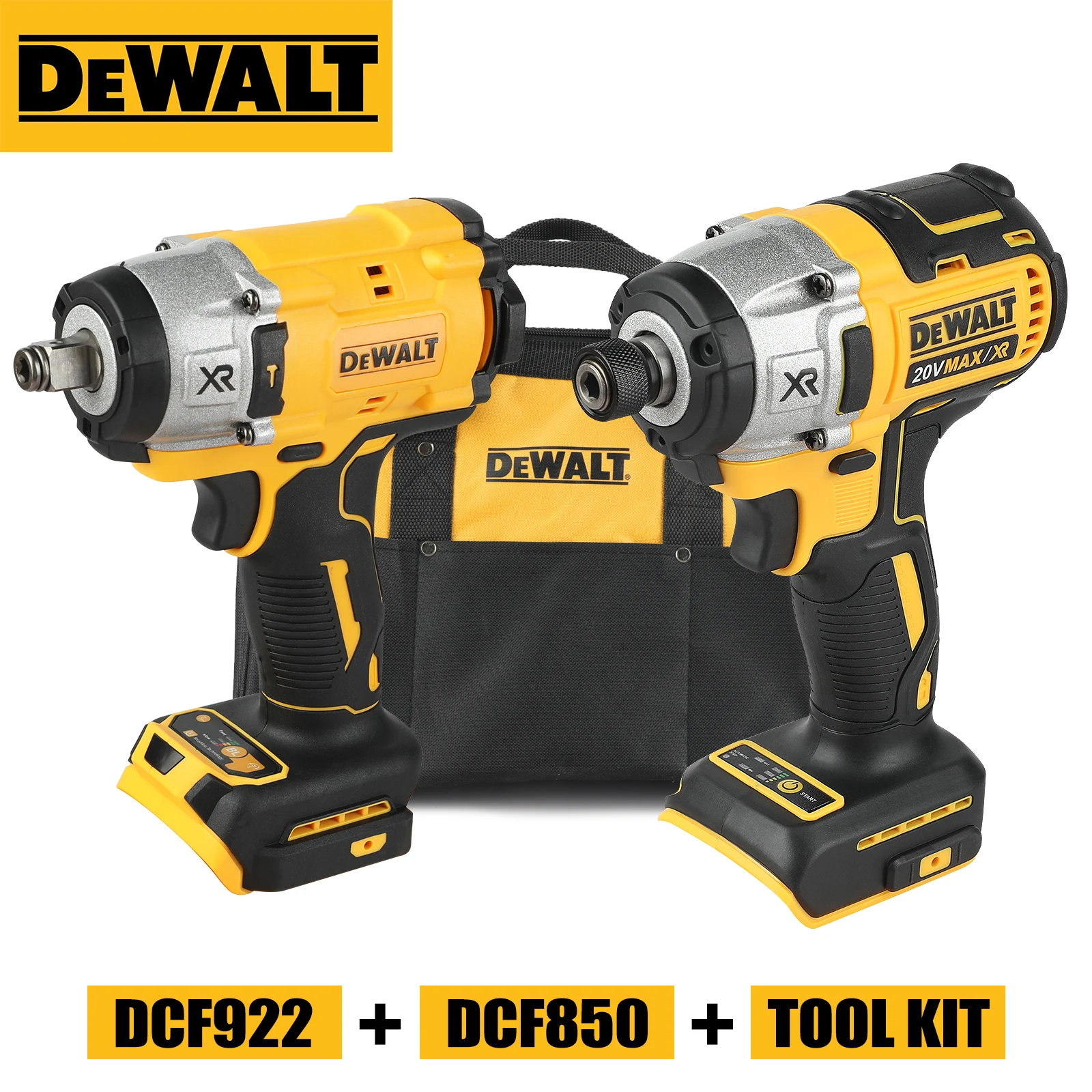 

Набор из 2 бесщеточных инструментов DeWalt 20V MAX XR: ударный гайковерт DCF922 1/2 дюйма и ударный шуруповерт DCF887 1/4 дюйма с сумкой для хранения