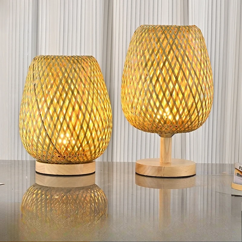 

Classical Lamp, Bedroom Bedside Dimming Table Lamp, Vintage Zen-inspired Table Lamp, Bamboo Woven Decorative Table Lamp