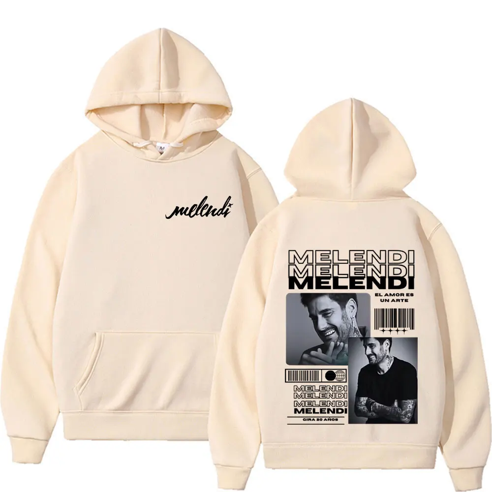 Rapper Melendi Tour Hoodie Grafis Album Baru Kaus Musik Pop Antik Fashion Pria Wanita Hoodie Pullover Longgar Hip Hop Pria