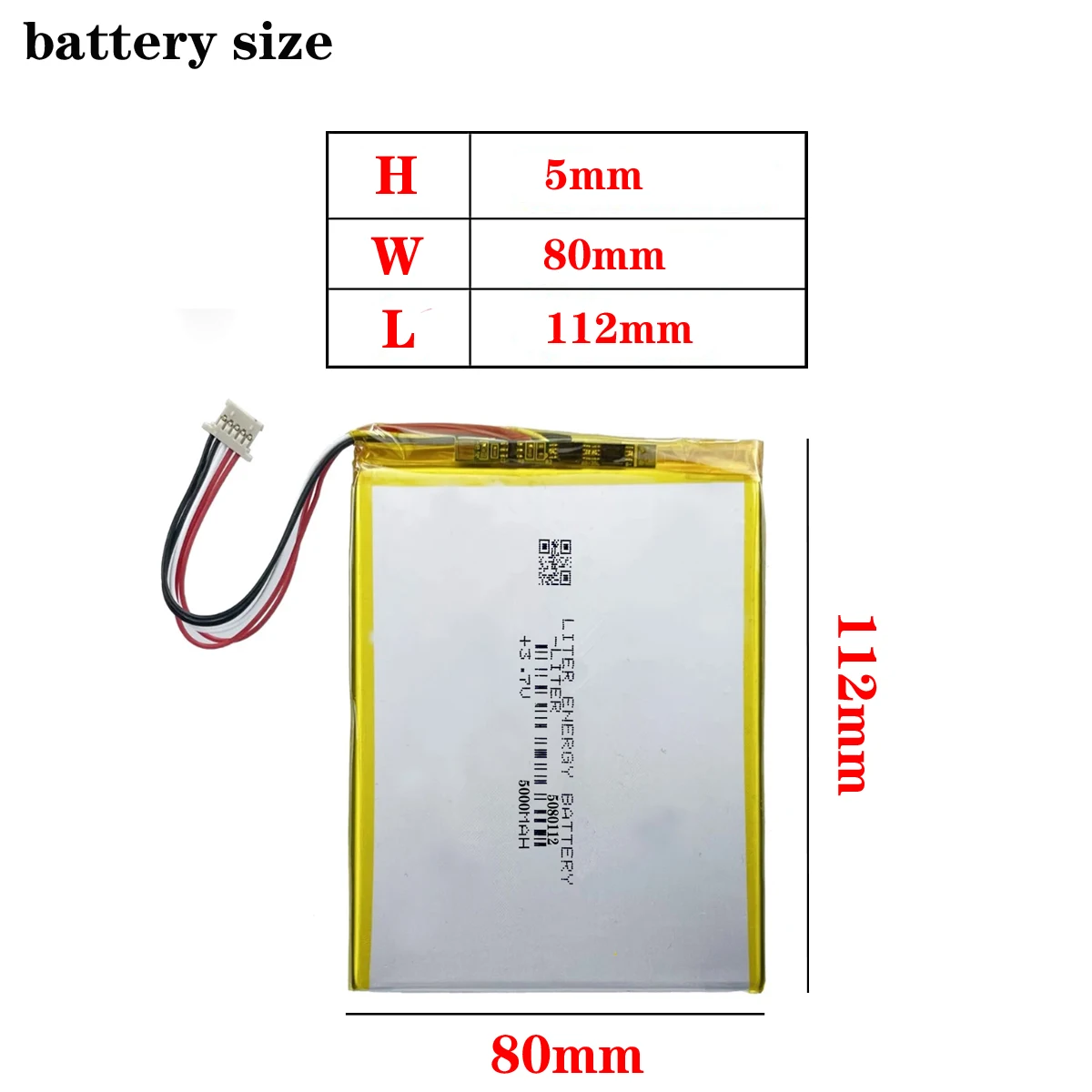 3.7V 5000mAh 5080112 Li-Polymer Rechargeable Battery For Autel MaxiSys MS906 MS905 MX808 Automobile Detector 5 Wires Plug