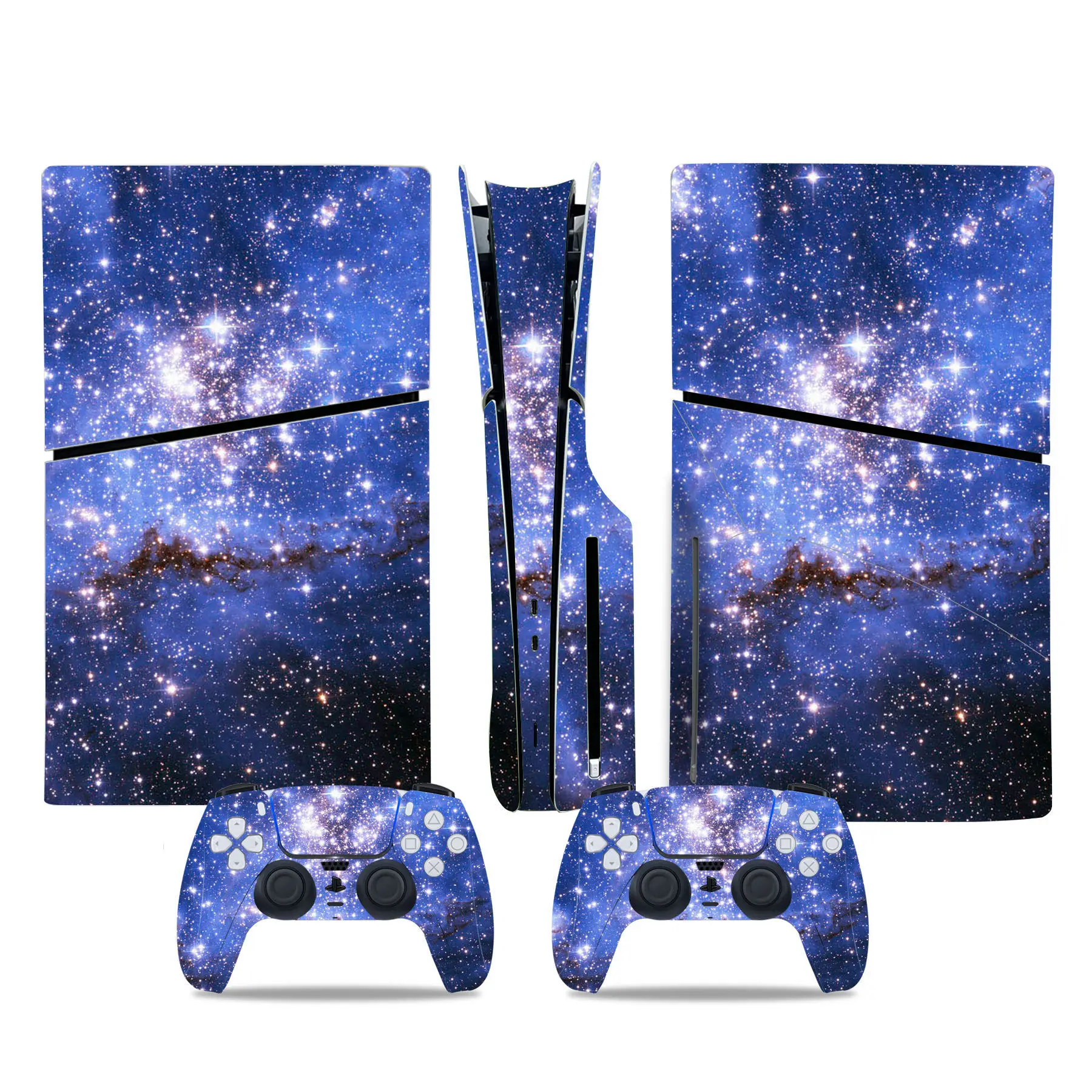 For PS5 Slim Starry Sky PVC Skin Sticker for Console & Controller Air-release Vinyl Easy to Stick & Peel Disc & Digital Edition