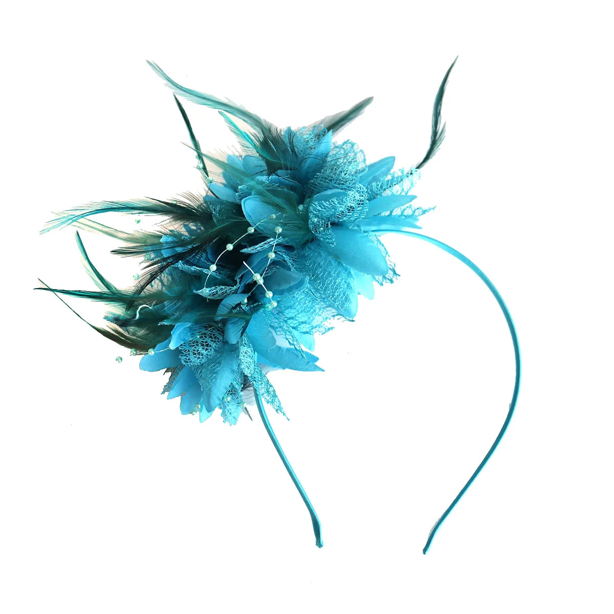 Elegant Wedding Feather Flowers Headband Hair Fascinators Headdress for Woman Kenta Derby Cocktail Party Headband Accessories