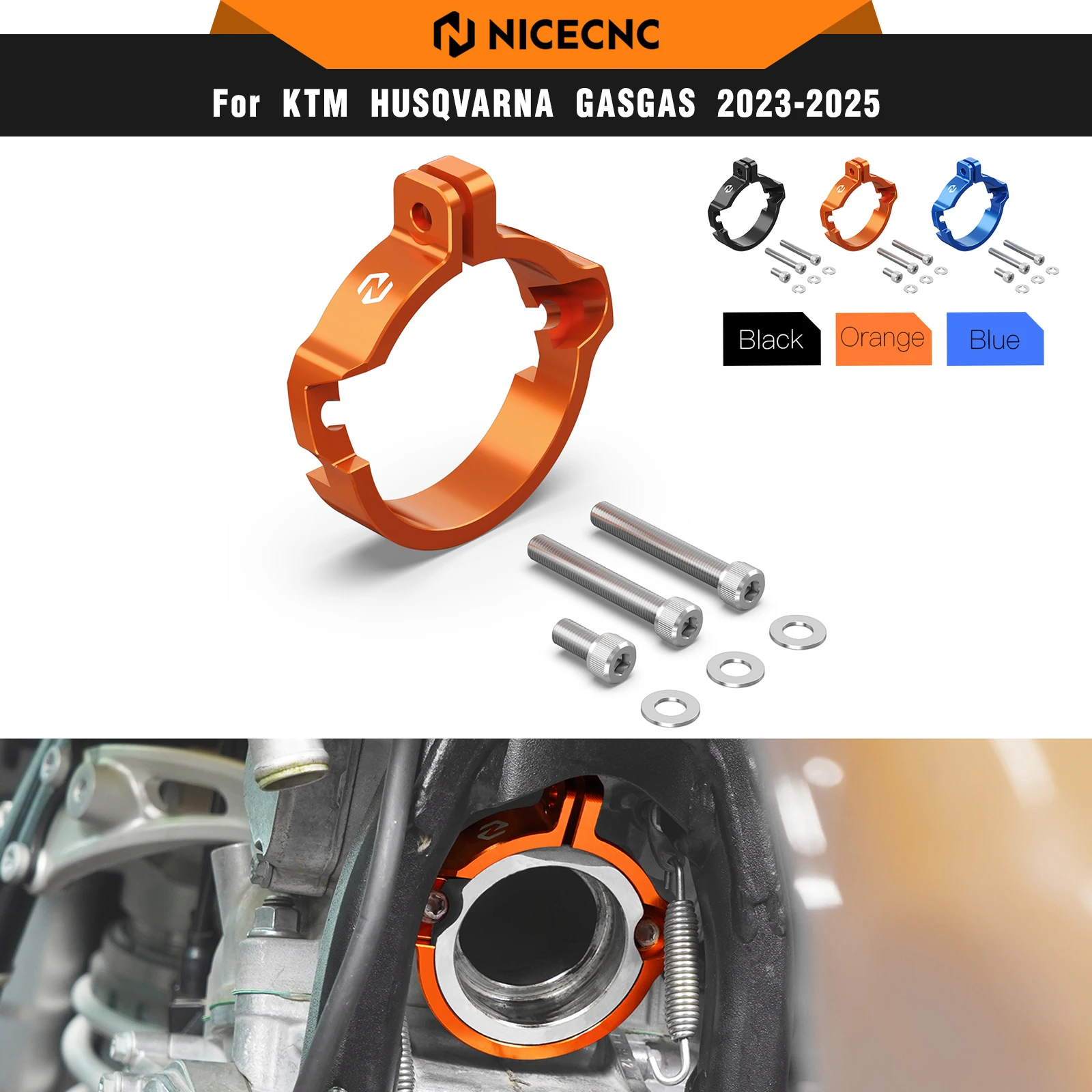 

NICECNC For KTM EXC 300 XCW 250 SX 250 XC 2024 Exhaust Muffler Pipe Clamp Guard With Flanges For Husqvarna TE 300 GasGas EC 300