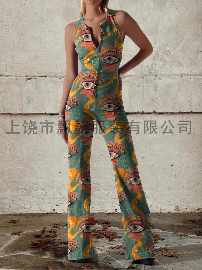 

Модный комбинезон Легкий повседневный комбинезон без рукавов Комбинезон премиум-класса с саржевыми карманами Регулируемый комбинезон с v-образным вырезом и поясом