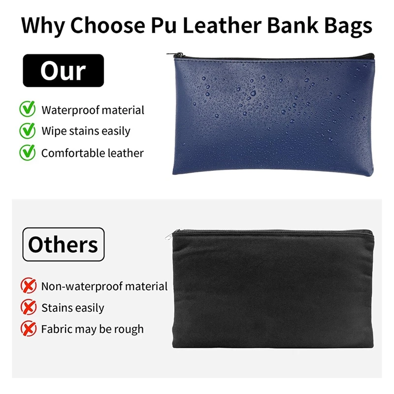 Zippered Money Pocket Secure Bank Pocket Forcoins, Bills, Checks, Invoices, Cosmetics