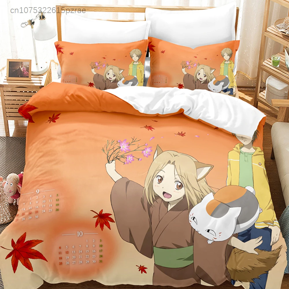 Natsume's Book Of Friends Anime 3D Duvet Cover Bedding Set Polyester Pillowcases Quilt Cover Home Decor Gift Twin King Queen