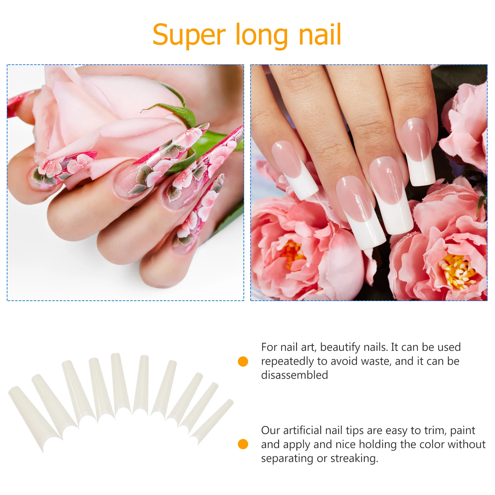 

500pcs Cow Print Fake Nail Tips Long Artificial Nails Durable Abs Diy Coffin Shape Nail Covers Festival Wedding Prom Decor