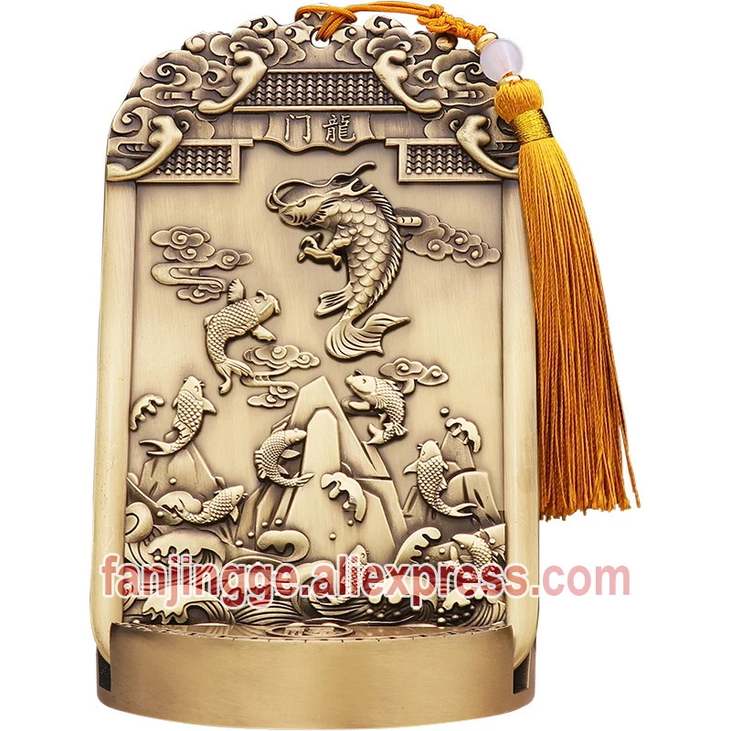 Feng Shui Taoist Copper Carp Leaping Dragon Gate Yuyue Longmen Chinese Koi Absorb Wealth Lucky Home Decoration Accessories