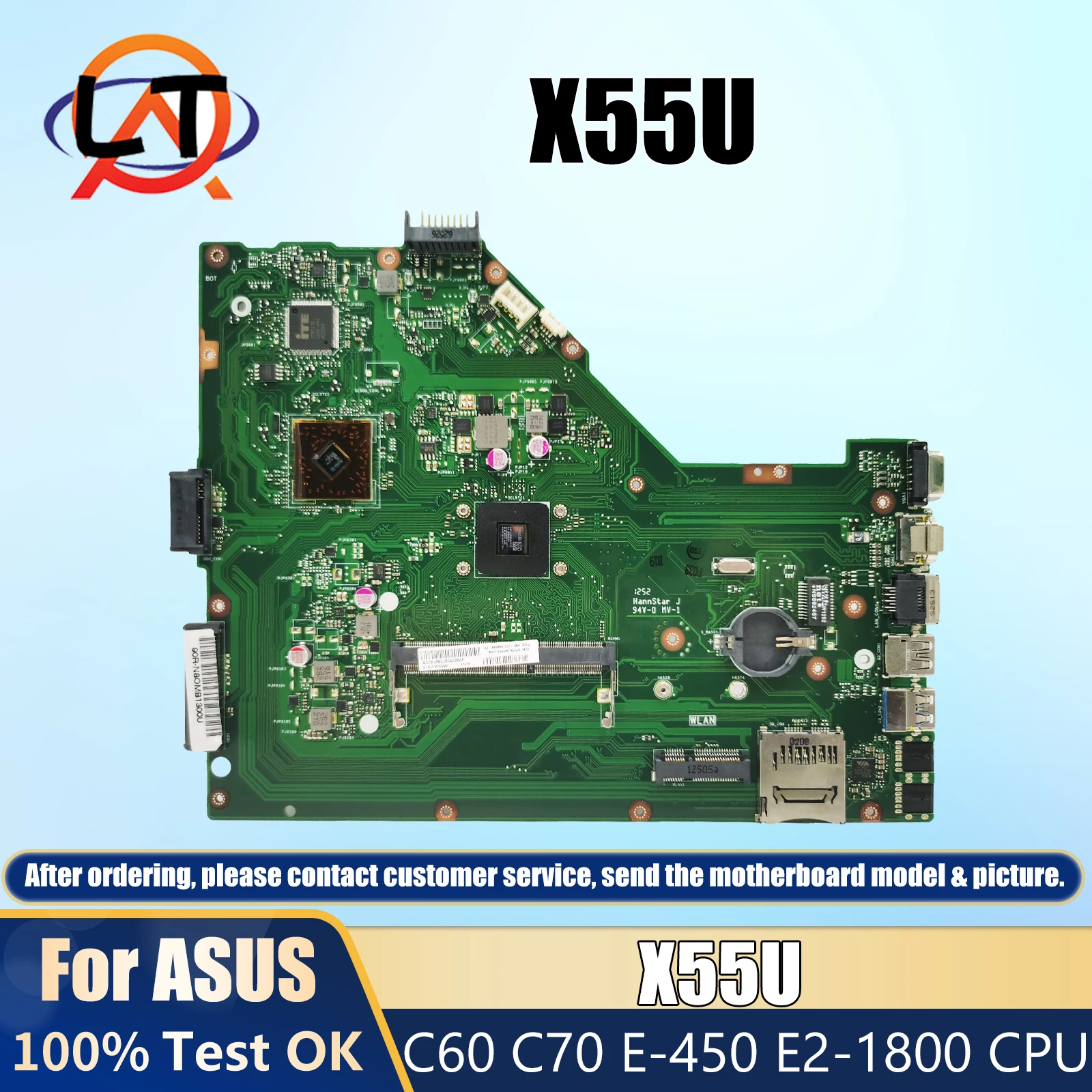 

AKEMY X55U Notebook Mainboard For ASUS X55U Laptop Motherboard C60/C70 E-450 DDR3 Fully Tested