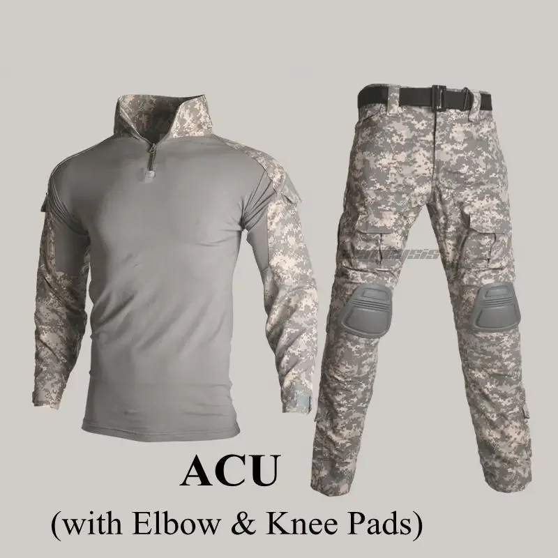 12 Colors hunting Clothing Set Camouflage Suit Camo Tactical Uniform Combat Elbow Knee Pads Tactical Suits for Hunting