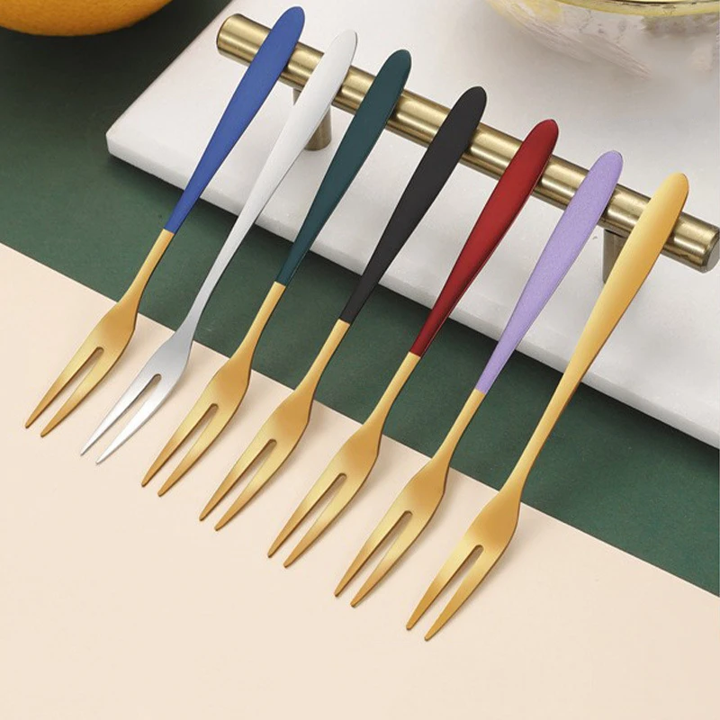 

10pcs sets 13.3cm 304Stainless Steel Fruit Forks For Home Party Dessert Pastry Fork Tableware Utensils Tools Kitchen Accessories