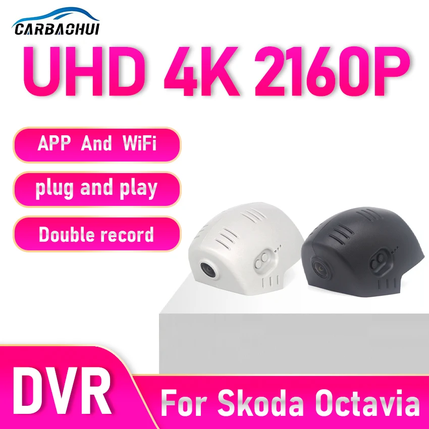 Rejestrator jazdy samochodowy 4K Wifi 3840*2160 Dash Cam do Skoda Octavia 4 Mk4 NX 2019 2020 2021 2022 2023 2024 2025 Dashcam