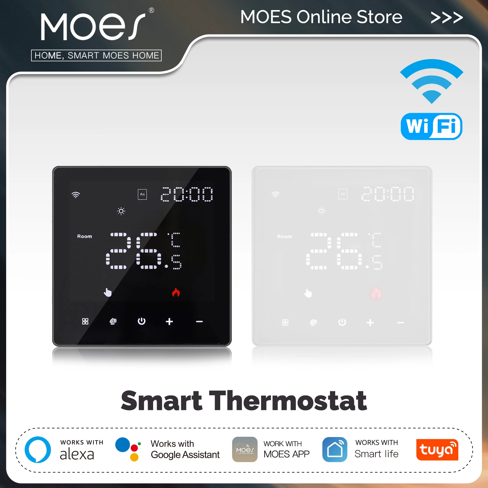 

MOES Tuya WiFi Smart Thermostat Programmable Temperature Controller Water Boiler Electric Heating Work With Alexa Google Home