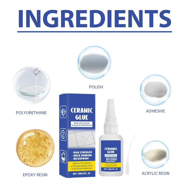 Ceramic Repair Glue  Strong Adhesive Porcelain Glue Waterproof Pottery Glue quick Repair Agent For Metal Floor Tile Toilet image 2