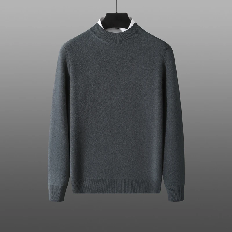 

Fall/Winter 2024 New Men's 100% Cashmere Sweater Leisure Knitted Solid Color Half-high Neck Men's High-end Business Sweater