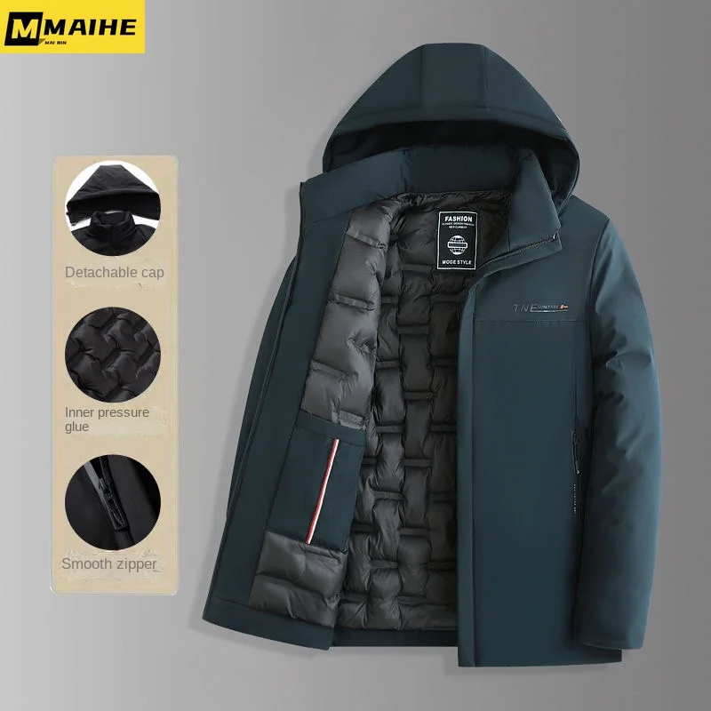 2023 new men's winter jacket ultra light classic thick warm hooded coat brand fashion clothing men's windproof black parka M-5XL