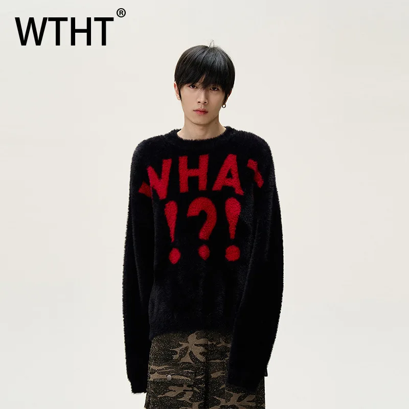 

WTHT модный мужской свитшот с буквенным принтом контрастного цвета, модный осенний пуловер с длинными рукавами и круглым вырезом 2023, мужской 2A1746