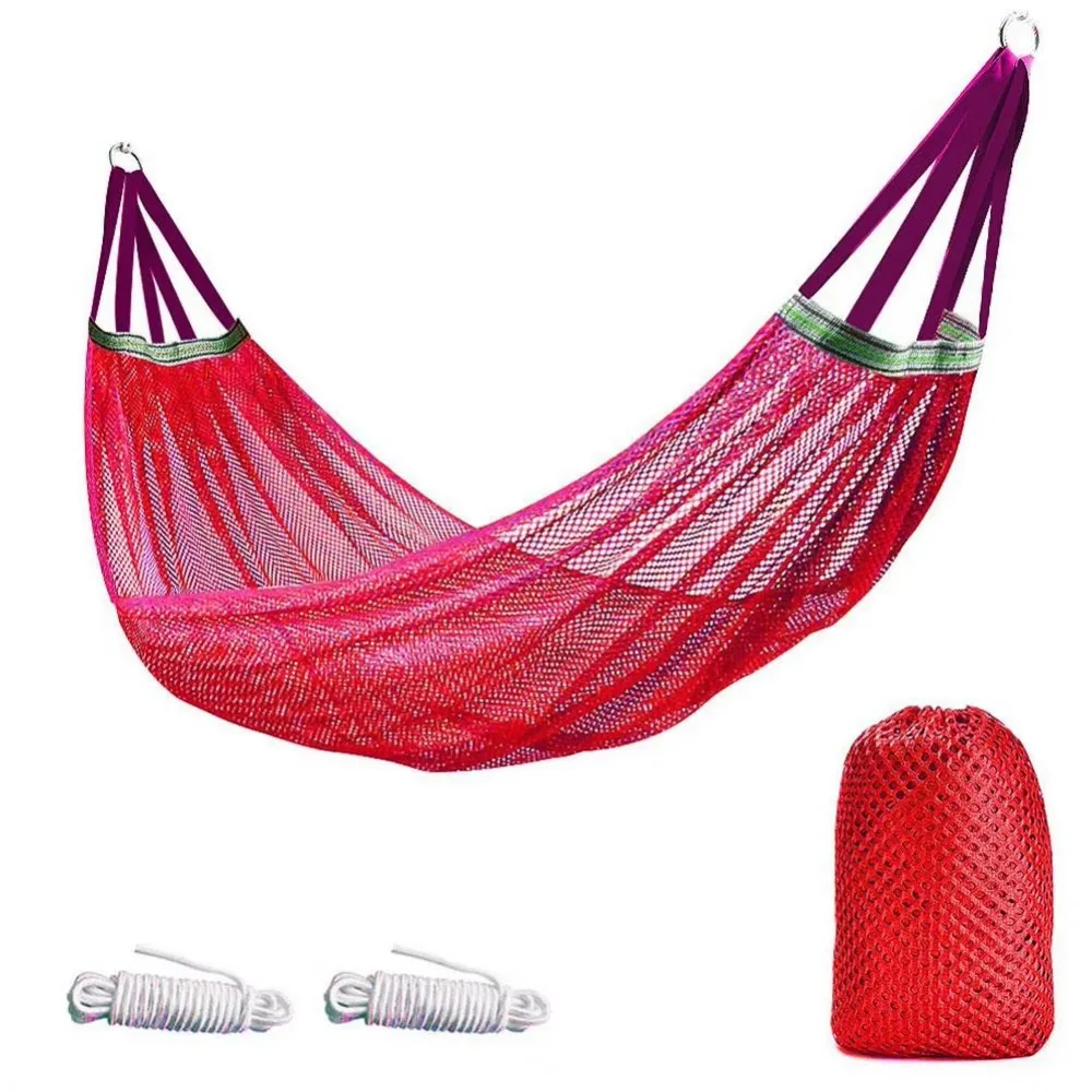 

Simple Portable Mesh Hammock Breathable Foldable Ice Silk Hanging Bed Comfortable With Storage Bag Outdoor Camping Swing Balcony