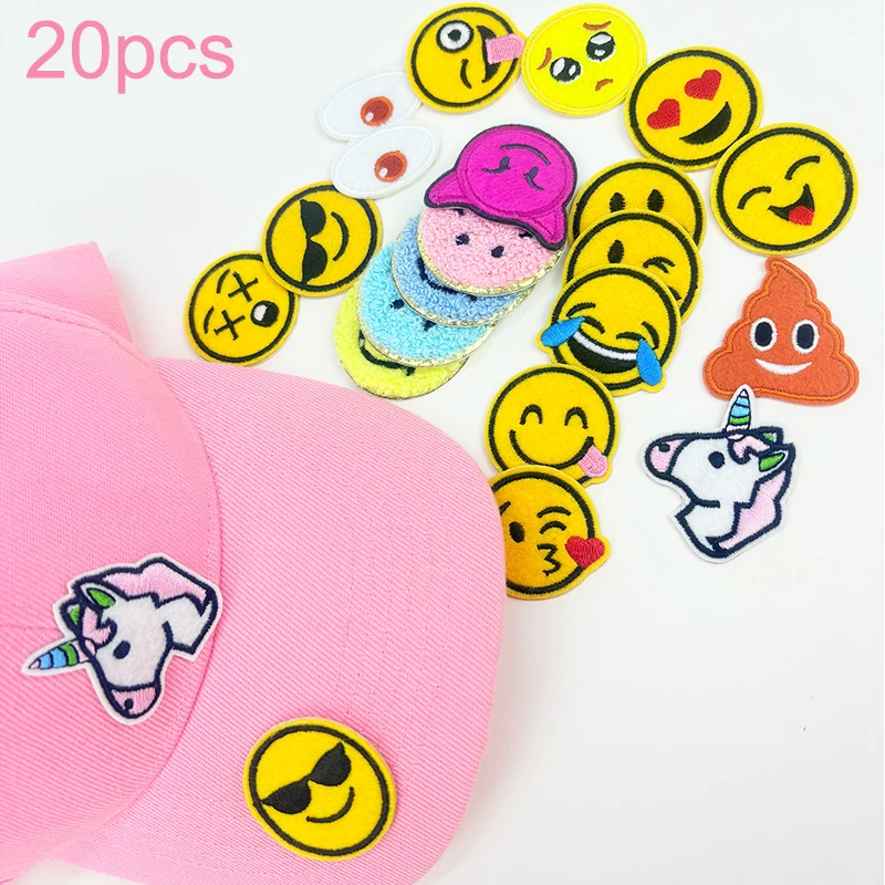 4.5cm cartoon self-adhesive embroidery patch 20pcs clothing feature decorative patch holes repair back-to-school season giveawas