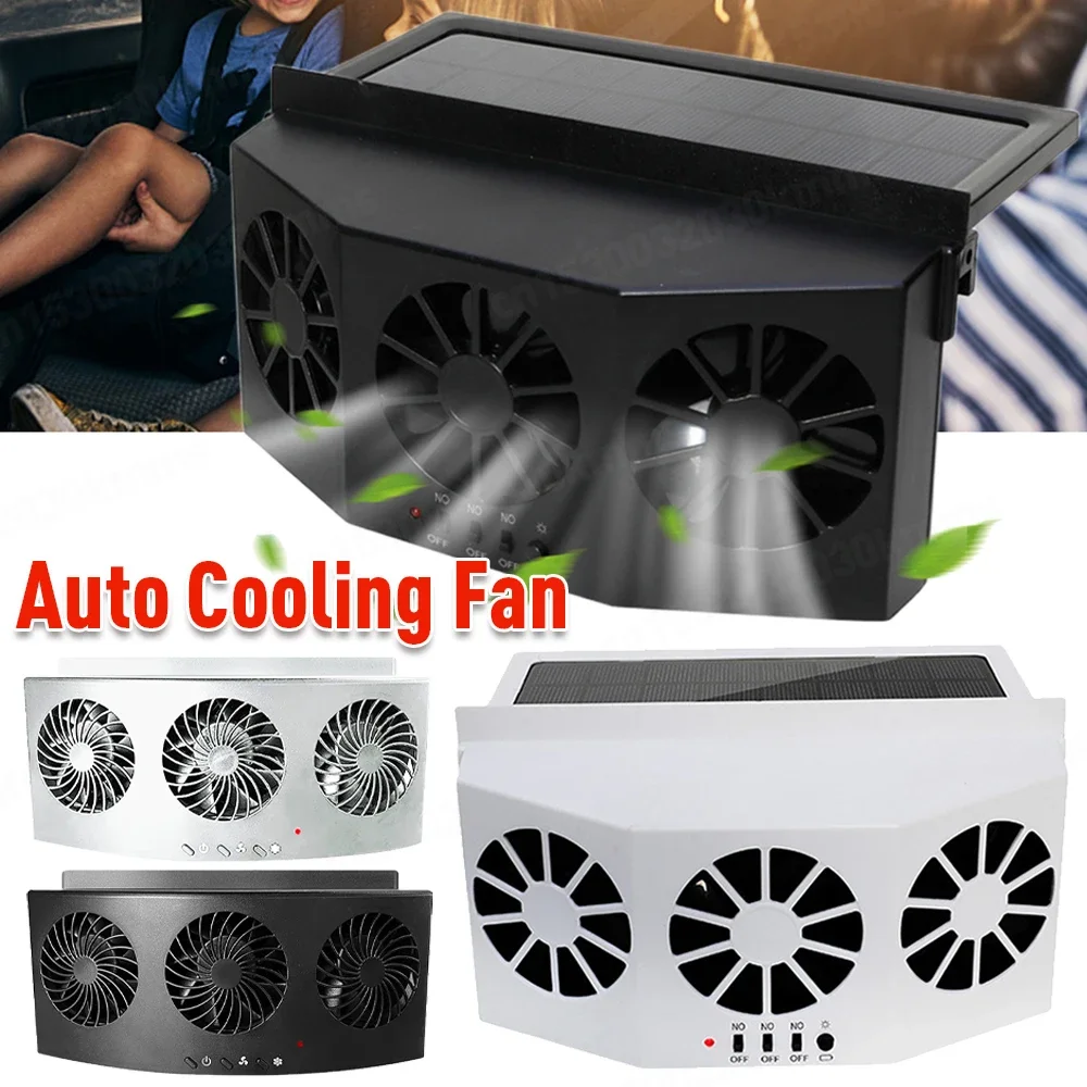 Auto Cooling Fan 3/2Head Electric Car Air Cooler Solar Charging Vent Radiator Backseat Front Seat Purifiers for Vehicle TruckSUV