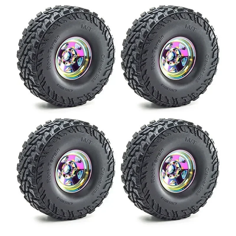 

4pcs 120mm 1.9" Metal Beadlock Wheel Rim Rubber Tire Set for 1/10 RC Crawler Car TRX4 RC4WD D90 D110 Axial SCX10 MST