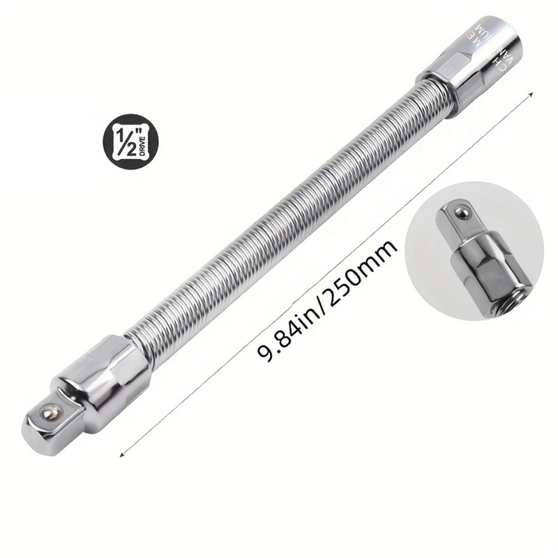 A23T 3 Pcs Flexible Drill Bit Extension Bar Set, 1/4 3/8 1/2 Inch Drive, Flexible Extension Bar for Automotive Repair, Tight